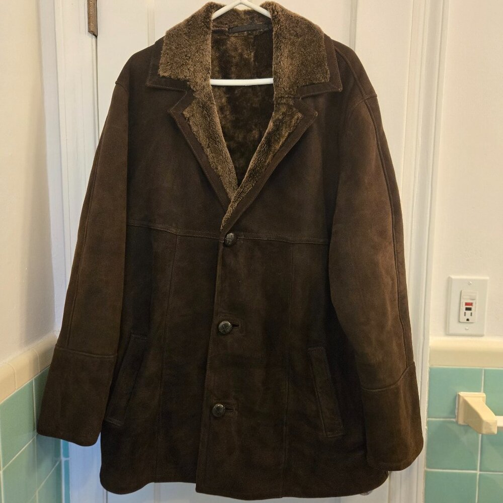 Rafel Brothers Genuine Shearling Brown Suede Men's Sheepskin Jacket
